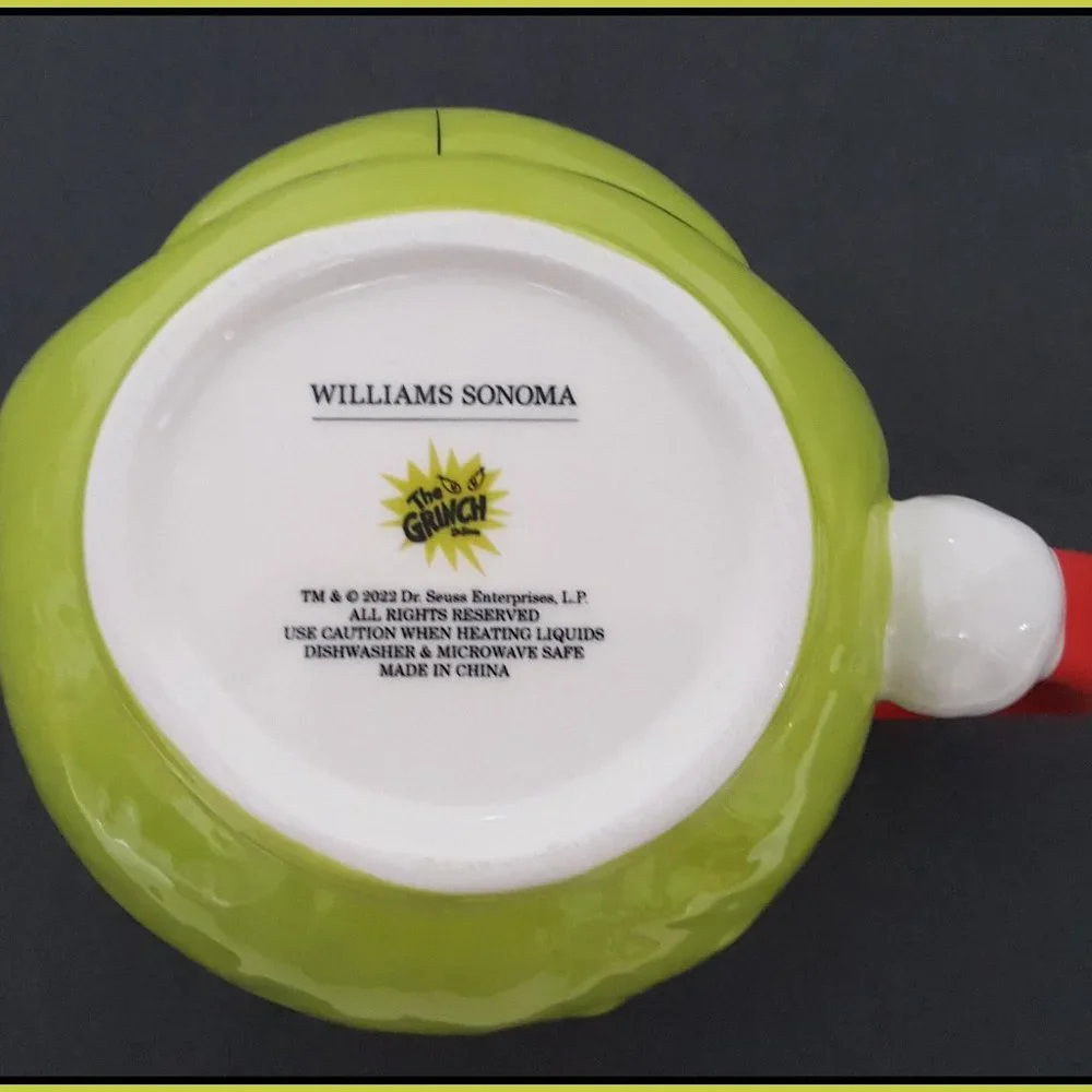 NEW Williams Sonoma The Grinch Figural Mug 28 OZ Stoneware